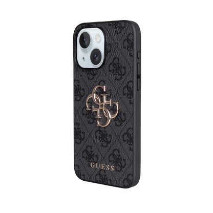 iPhone 15 Plus Kılıf Guess Orjinal Lisanslı PU Deri 4G Büyük Metal Logolu Çapraz Vücut Askılı Kapak