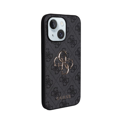 iPhone 15 Plus Kılıf Guess Orjinal Lisanslı PU Deri 4G Büyük Metal Logolu Çapraz Vücut Askılı Kapak
