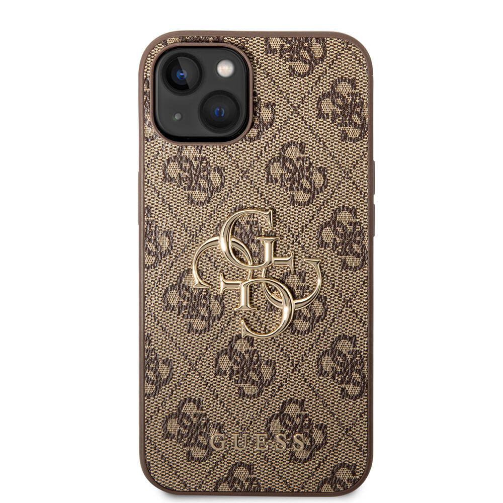 iPhone 15 Plus Kılıf Guess Orjinal Lisanslı PU Deri Yazı ve 4G Metal Logolu Desenli Kapak