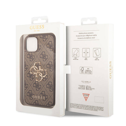 iPhone 15 Plus Kılıf Guess Orjinal Lisanslı PU Deri Yazı ve 4G Metal Logolu Desenli Kapak