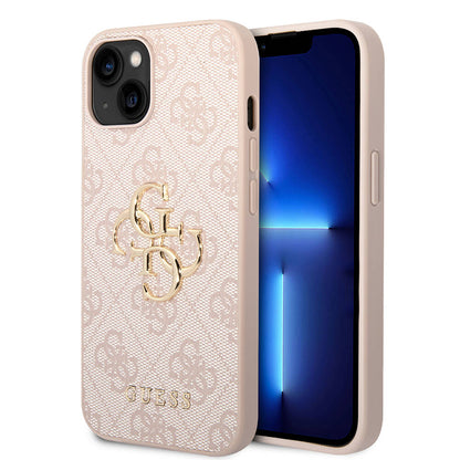 iPhone 15 Plus Kılıf Guess Orjinal Lisanslı PU Deri Yazı ve 4G Metal Logolu Desenli Kapak