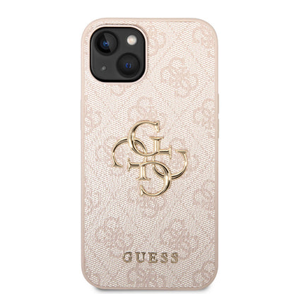 iPhone 15 Plus Kılıf Guess Orjinal Lisanslı PU Deri Yazı ve 4G Metal Logolu Desenli Kapak