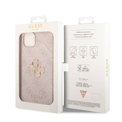 iPhone 15 Plus Kılıf Guess Orjinal Lisanslı PU Deri Yazı ve 4G Metal Logolu Desenli Kapak