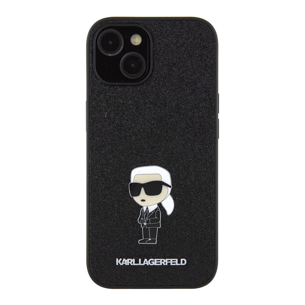 iPhone 15 Plus Kılıf Karl Lagerfeld İkonik Fixed Glitter Metal Logo Orjinal Lisanslı Kapak