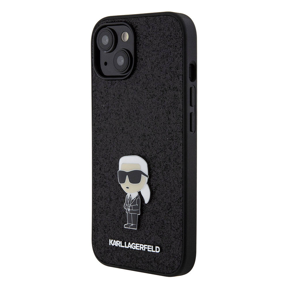 iPhone 15 Plus Kılıf Karl Lagerfeld İkonik Fixed Glitter Metal Logo Orjinal Lisanslı Kapak