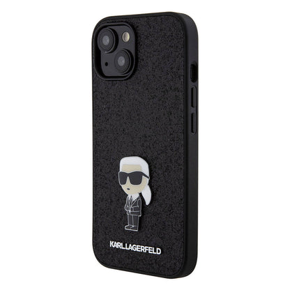 iPhone 15 Plus Kılıf Karl Lagerfeld İkonik Fixed Glitter Metal Logo Orjinal Lisanslı Kapak