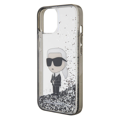 iPhone 15 Plus Kılıf Karl Lagerfeld İkonik Sıvılı Glitter Orjinal Lisanslı Kapak