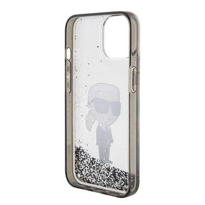 iPhone 15 Plus Kılıf Karl Lagerfeld İkonik Sıvılı Glitter Orjinal Lisanslı Kapak