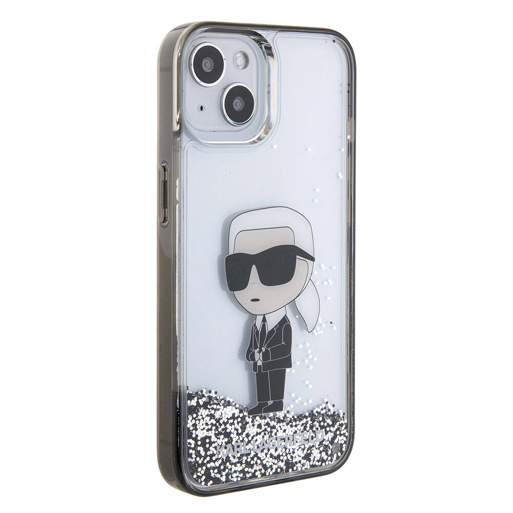iPhone 15 Plus Kılıf Karl Lagerfeld İkonik Sıvılı Glitter Orjinal Lisanslı Kapak