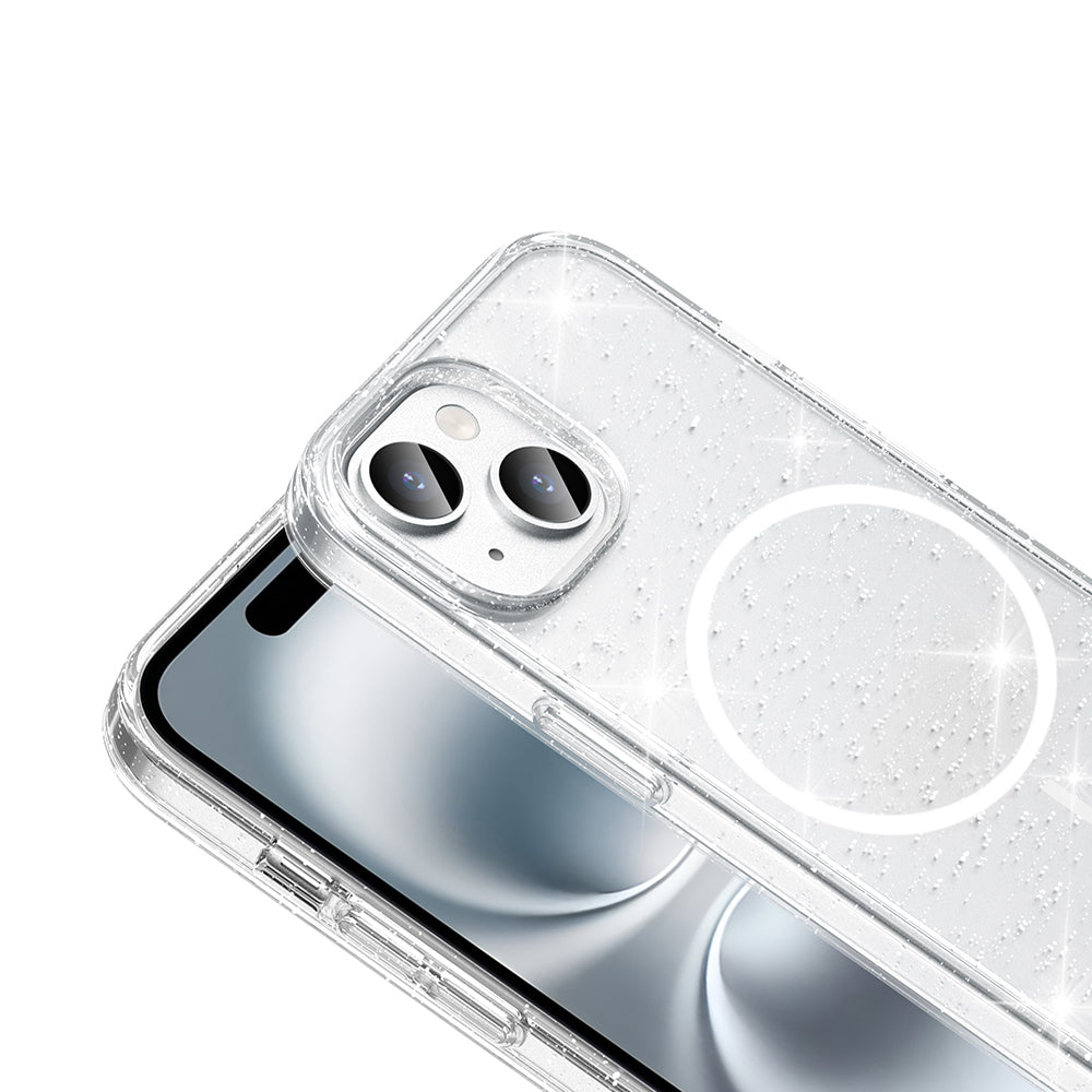 Apple iPhone 15 Plus Kılıf M-safe Şarj Özellikli Parlayan Simli Saydam Renkli Zore Maris Kapak