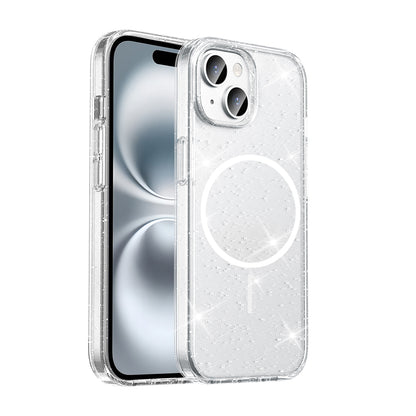 Apple iPhone 15 Plus Kılıf M-safe Şarj Özellikli Parlayan Simli Saydam Renkli Zore Maris Kapak
