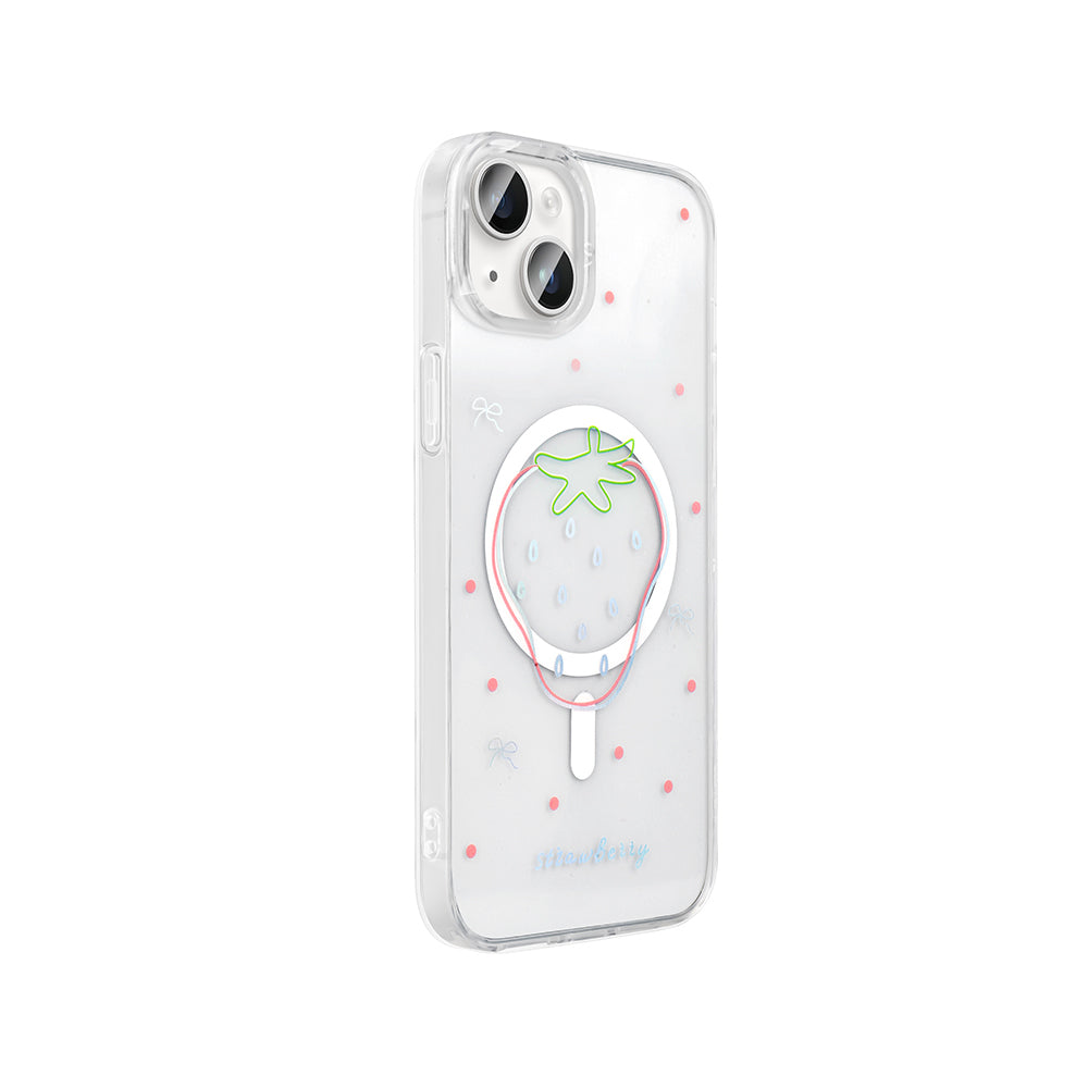 Apple iPhone 15 Plus Kılıf M-Safe Şarj Özellikli Şeffaf Zore Folk Sert Kapak