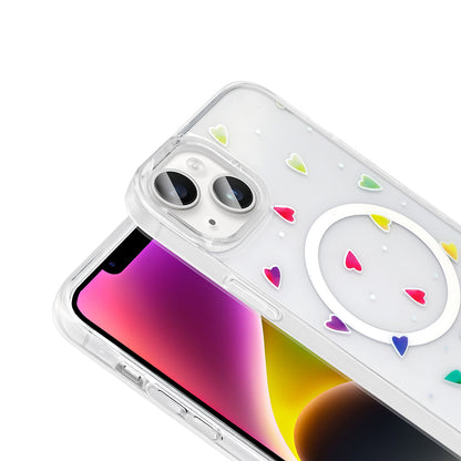 Apple iPhone 15 Plus Kılıf M-Safe Şarj Özellikli Şeffaf Zore Folk Sert Kapak