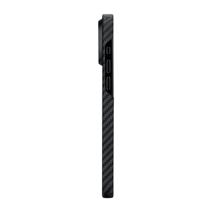 iPhone 15 Plus Kılıf M-safe Şarj Özellikli 1500D Aramid Fiber Pitaka Ultra-Slim Classic Serisi Black-Grey Twill Kapak