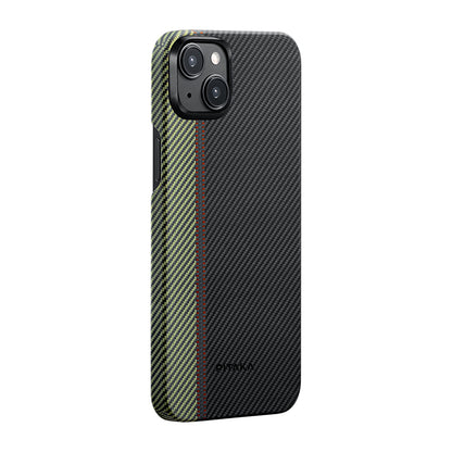 iPhone 15 Plus Kılıf M-safe Şarj Özellikli 600D Aramid Fiber Pitaka Tactile Woven Orchestra Serisi Overture Kapak