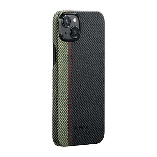 iPhone 15 Plus Kılıf M-safe Şarj Özellikli 600D Aramid Fiber Pitaka Tactile Woven Orchestra Serisi Overture Kapak