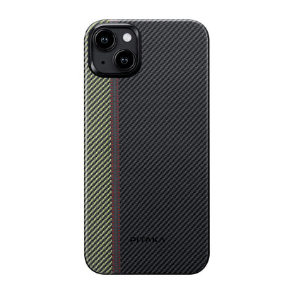 iPhone 15 Plus Kılıf M-safe Şarj Özellikli 600D Aramid Fiber Pitaka Tactile Woven Orchestra Serisi Overture Kapak