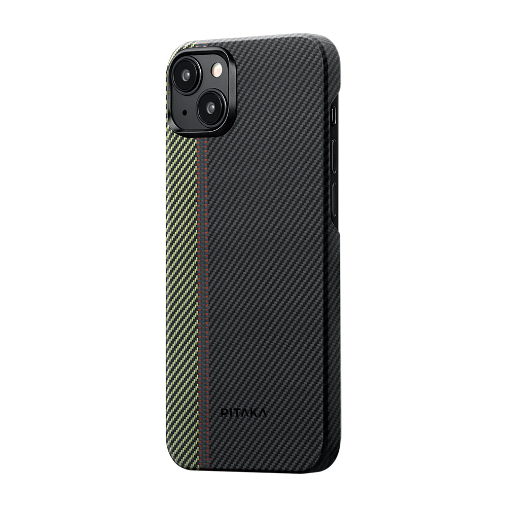 iPhone 15 Plus Kılıf M-safe Şarj Özellikli 600D Aramid Fiber Pitaka Tactile Woven Orchestra Serisi Overture Kapak