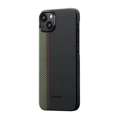 iPhone 15 Plus Kılıf M-safe Şarj Özellikli 600D Aramid Fiber Pitaka Tactile Woven Orchestra Serisi Overture Kapak
