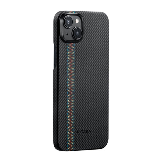 iPhone 15 Plus Kılıf M-safe Şarj Özellikli 600D Aramid Fiber Pitaka Tactile Woven Orchestra Serisi Rhapsody Kapak