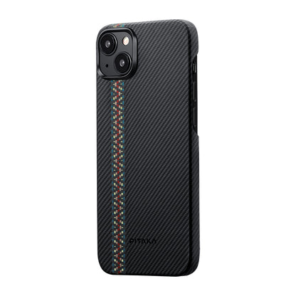 iPhone 15 Plus Kılıf M-safe Şarj Özellikli 600D Aramid Fiber Pitaka Tactile Woven Orchestra Serisi Rhapsody Kapak