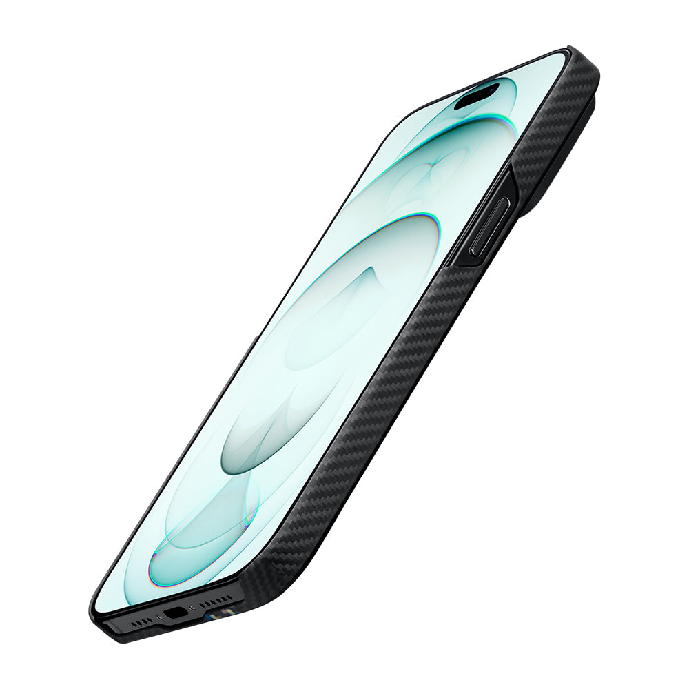 iPhone 15 Plus Kılıf M-safe Şarj Özellikli 600D Aramid Fiber Pitaka Tactile Woven Orchestra Serisi Rhapsody Kapak