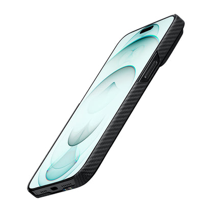 iPhone 15 Plus Kılıf M-safe Şarj Özellikli 600D Aramid Fiber Pitaka Tactile Woven Orchestra Serisi Rhapsody Kapak