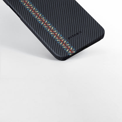 iPhone 15 Plus Kılıf M-safe Şarj Özellikli 600D Aramid Fiber Pitaka Tactile Woven Orchestra Serisi Rhapsody Kapak