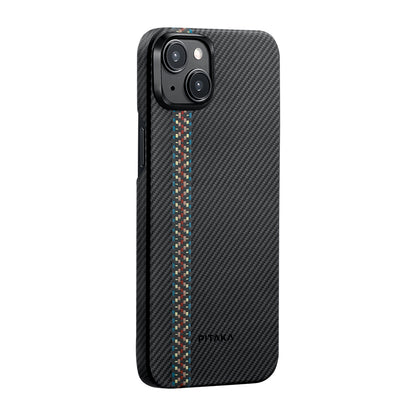 iPhone 15 Plus Kılıf M-safe Şarj Özellikli 600D Aramid Fiber Pitaka Tactile Woven Orchestra Serisi Rhapsody Kapak
