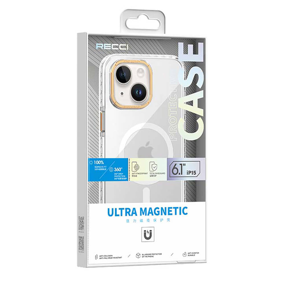 iPhone 15 Plus Kılıf M-safe Şarj Özellikli Cam Arka Yüzey Recci Michelin Serisi Kapak