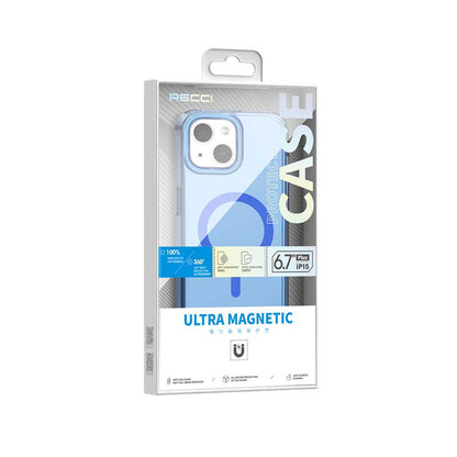 iPhone 15 Plus Kılıf M-safe Şarj Özellikli Saydam Arka Yüzey Recci Crystal Color Serisi Kapak