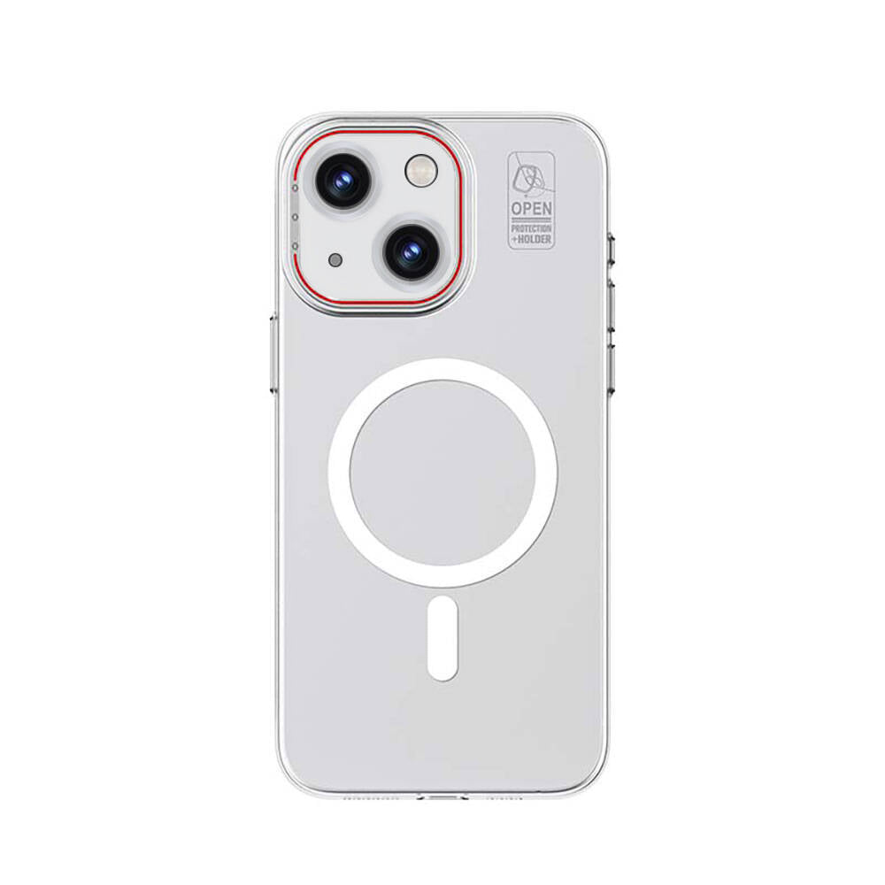 iPhone 15 Plus Kılıf M-safe Şarj Özellikli Standlı Metal Kamera Çerçeveli Mat Recci Glaze Serisi Kapak