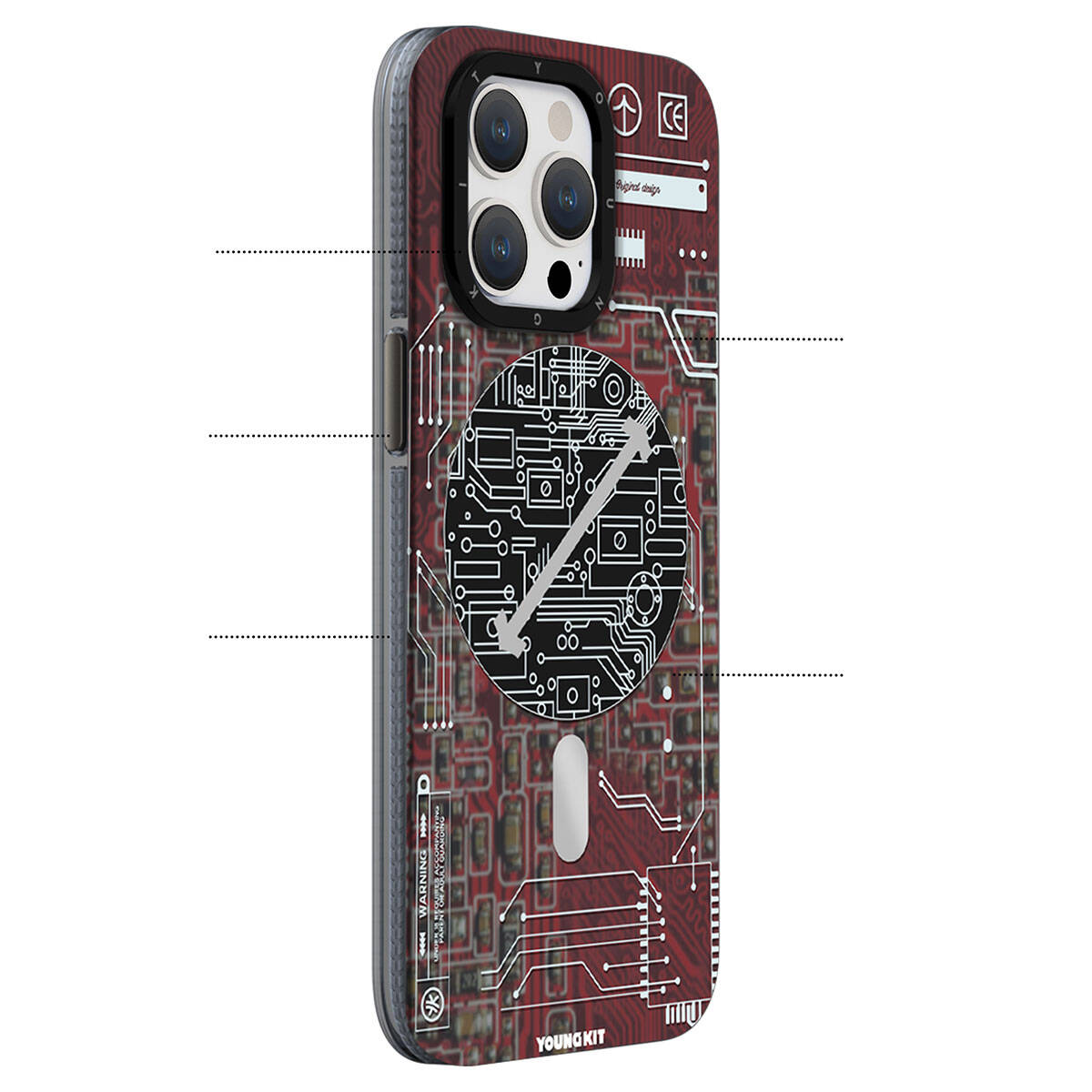 iPhone 15 Plus Kılıf M-safe Şarj Özellikli YoungKit Technology Serisi Kapak
