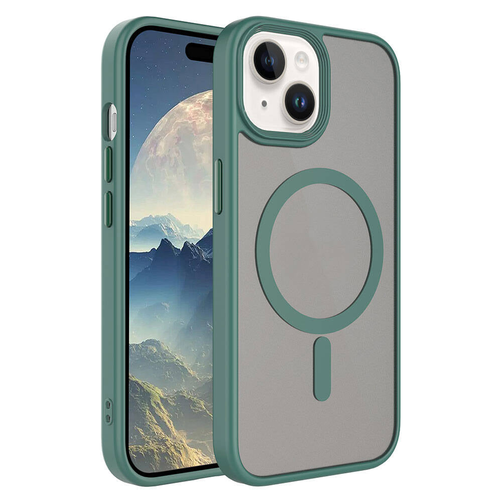 Apple iPhone 15 Plus Kılıf Mat Arka Yüzey Wireless Şarj Özellikli Zore Flet M-safe Kapak
