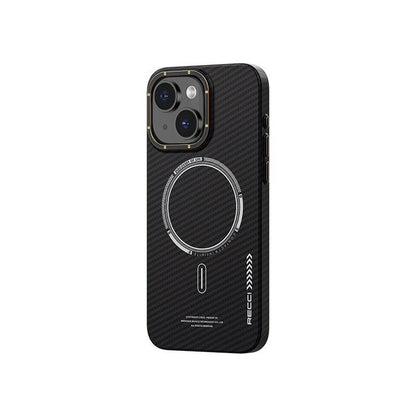 iPhone 15 Plus Kılıf Recci Machinist Serisi M-safe Şarj Özellikli Magnetik Karbon Kapak