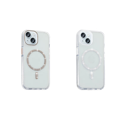 Apple iPhone 15 Plus Kılıf Taşlı Tasarım M-safe Şarj Özellikli Zore Koment Silikon Kapak
