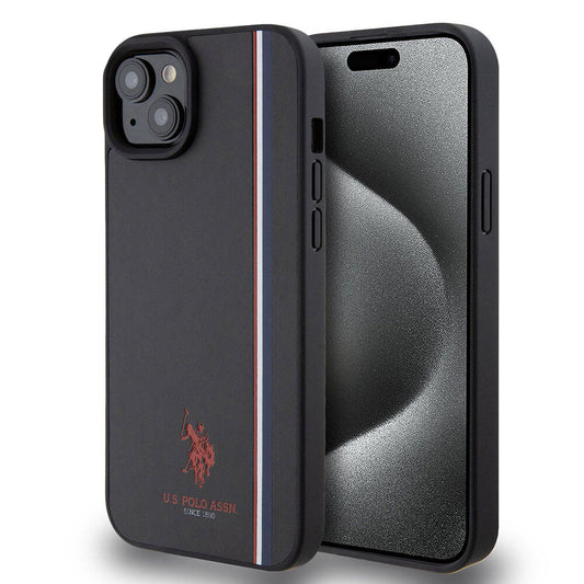 iPhone 15 Plus Kılıf U.S. Polo Assn. Orjinal Lisanslı Üç Renk Şerit Tasarımlı Baskı Logolu Kapak