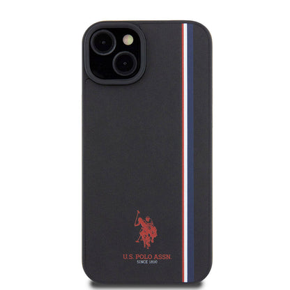 iPhone 15 Plus Kılıf U.S. Polo Assn. Orjinal Lisanslı Üç Renk Şerit Tasarımlı Baskı Logolu Kapak