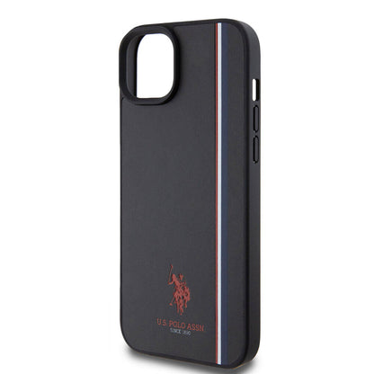 iPhone 15 Plus Kılıf U.S. Polo Assn. Orjinal Lisanslı Üç Renk Şerit Tasarımlı Baskı Logolu Kapak