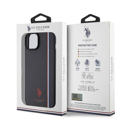 iPhone 15 Plus Kılıf U.S. Polo Assn. Orjinal Lisanslı Üç Renk Şerit Tasarımlı Baskı Logolu Kapak