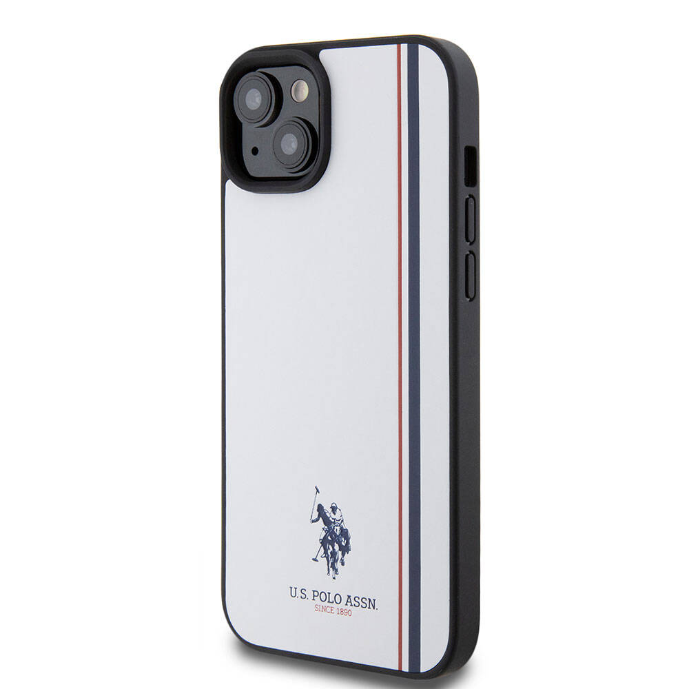 iPhone 15 Plus Kılıf U.S. Polo Assn. Orjinal Lisanslı Üç Renk Şerit Tasarımlı Baskı Logolu Kapak