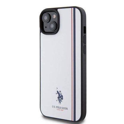 iPhone 15 Plus Kılıf U.S. Polo Assn. Orjinal Lisanslı Üç Renk Şerit Tasarımlı Baskı Logolu Kapak