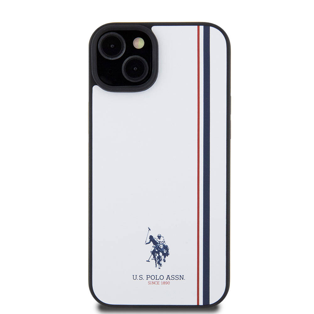 iPhone 15 Plus Kılıf U.S. Polo Assn. Orjinal Lisanslı Üç Renk Şerit Tasarımlı Baskı Logolu Kapak