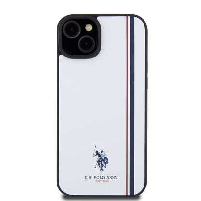iPhone 15 Plus Kılıf U.S. Polo Assn. Orjinal Lisanslı Üç Renk Şerit Tasarımlı Baskı Logolu Kapak