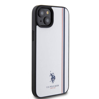 iPhone 15 Plus Kılıf U.S. Polo Assn. Orjinal Lisanslı Üç Renk Şerit Tasarımlı Baskı Logolu Kapak