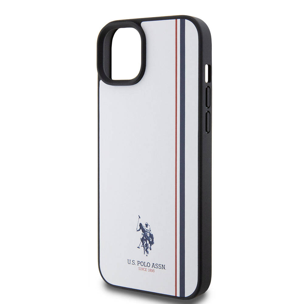 iPhone 15 Plus Kılıf U.S. Polo Assn. Orjinal Lisanslı Üç Renk Şerit Tasarımlı Baskı Logolu Kapak