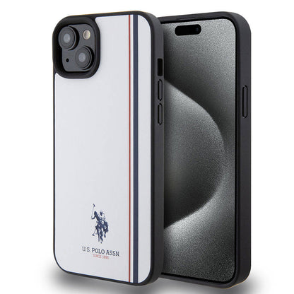 iPhone 15 Plus Kılıf U.S. Polo Assn. Orjinal Lisanslı Üç Renk Şerit Tasarımlı Baskı Logolu Kapak
