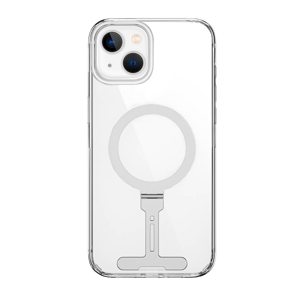 iPhone 15 Plus Kılıf Wiwu FYY-014 M-safe Şarj Özellikli Alüminyum Alaşım Metal Standlı Şeffaf Kapak