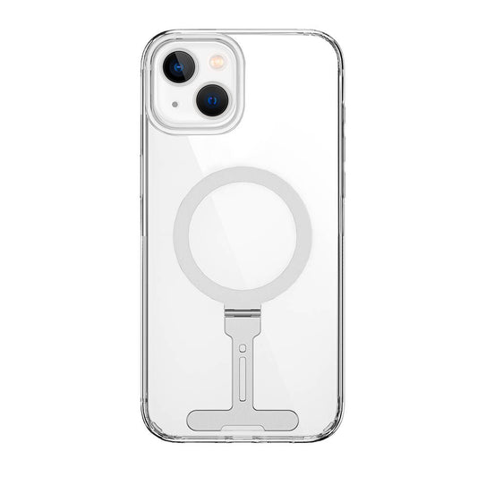iPhone 15 Plus Kılıf Wiwu FYY-014 M-safe Şarj Özellikli Alüminyum Alaşım Metal Standlı Şeffaf Kapak