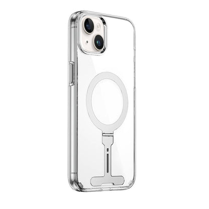 iPhone 15 Plus Kılıf Wiwu FYY-014 M-safe Şarj Özellikli Alüminyum Alaşım Metal Standlı Şeffaf Kapak